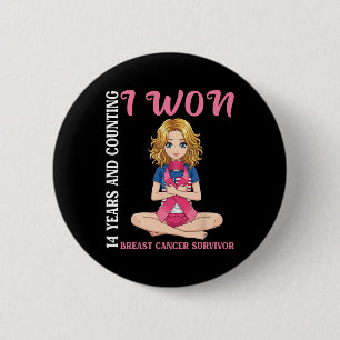 Badge Rond 5 Cm Mignonne Fille 14 Ans Et Comptant J'Ai Gagné Cance