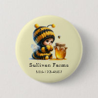 Mignonne fille en costume d'abeille avec commerce