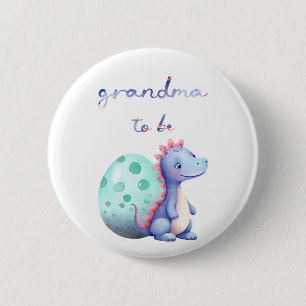 Badge Rond 5 Cm Mignonne future grand-mère dinosaure aquarelle