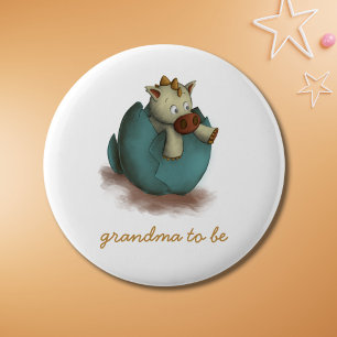 Badge Rond 5 Cm Mignonne grand-mère dragon qui va être