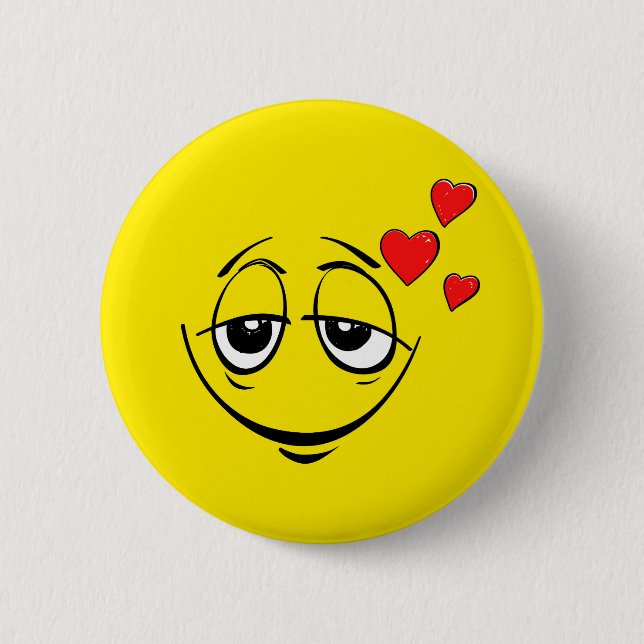 Badge Rond 5 Cm Mignonne Happy Face Amour Emoji (Devant)