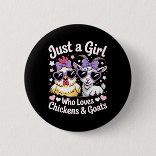 Badge Rond 5 Cm Mignonne juste une fille qui aime le poulet et l'a