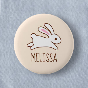 Badge Rond 5 Cm Mignonne Lapin Coureur Rabbit Nom personnalisé Bei