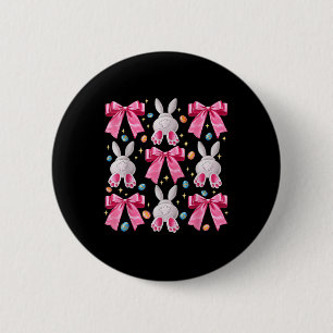 Badge Rond 5 Cm Mignonne lapin de Pâques Visage Coquette Bow Jour