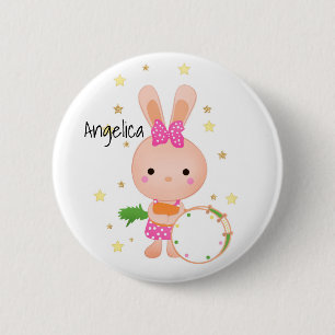 Badge Rond 5 Cm Mignonne, Lapin, pagaie, anniversaire, salutation,