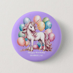 Badge Rond 5 Cm mignonne licorne magique princesse fille anniversa