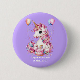 Badge Rond 5 Cm mignonne licorne magique princesse fille anniversa