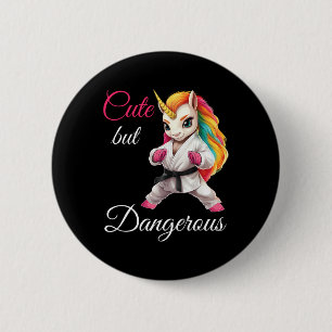 Badge Rond 5 Cm Mignonne, Mais Dangereux Karate Funny Unicorn Taek