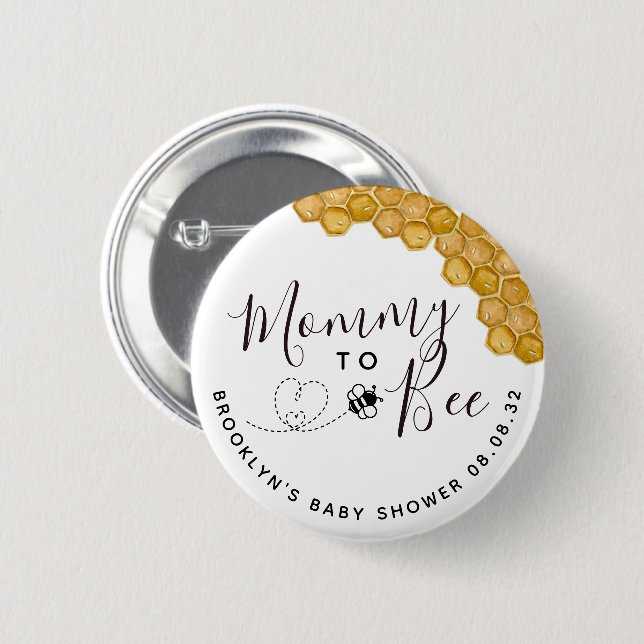 Badge Rond 5 Cm mignonne maman au Baby shower d'abeilles (Devant & derrière)