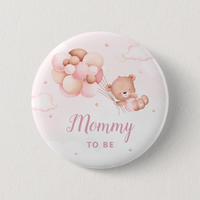 Badge Rond 5 Cm Mignonne Maman Pour Être Boho Teddy Bear Baby show (Devant)