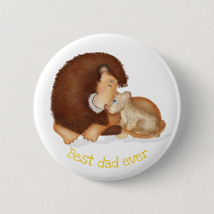 Badge Rond 5 Cm Mignonne médaille de lion et de petit "Meilleur pa