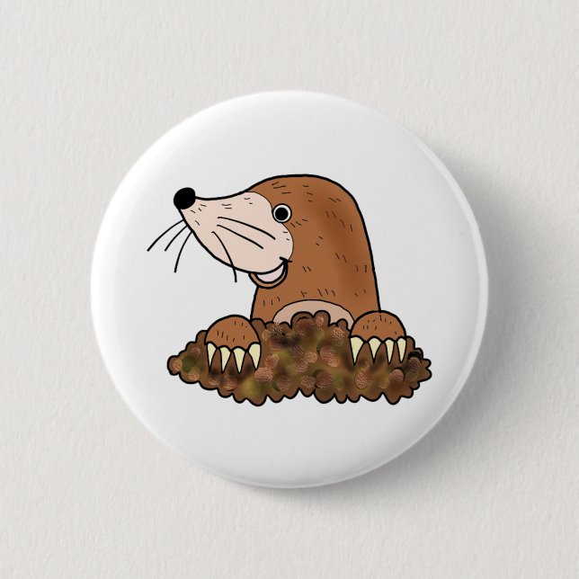 Badge Rond 5 Cm Mignonne mole drôle petit dessin animé animal (Devant)