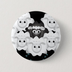 Badge Rond 5 Cm Mignonne mouton noir de la famille
