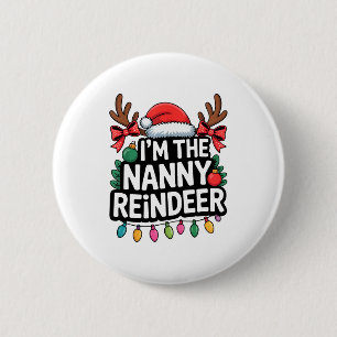Badge Rond 5 Cm Mignonne Nanny Renne Noël Famille Correspondant Ho