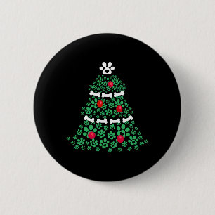 Badge Rond 5 Cm Mignonne Noël Chien Paw Arbre de Noël Chiot Amateu