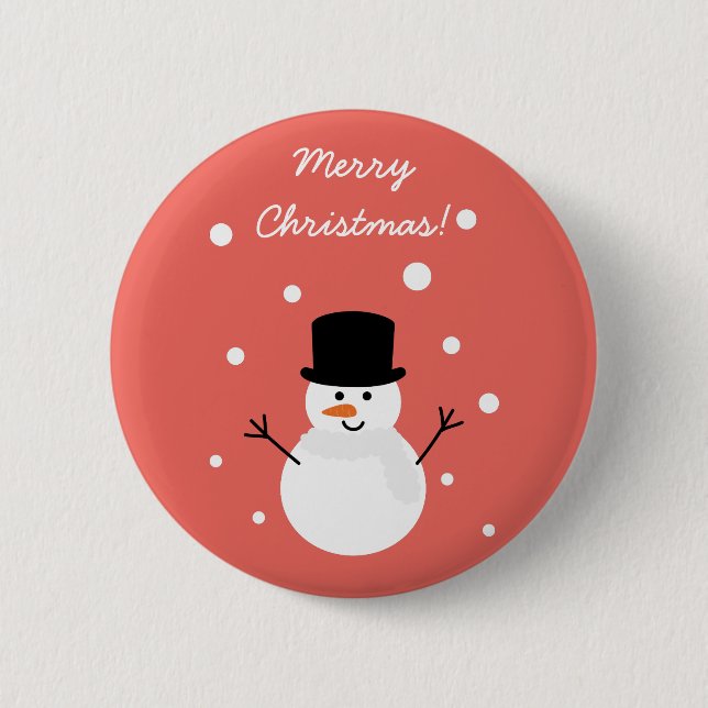 Badge Rond 5 Cm Mignonne Noël Snowman hiver Festif Vacances neige (Devant)