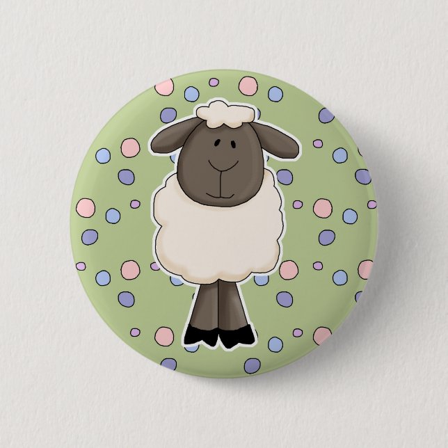 Badge Rond 5 Cm Mignonne petite brebis (Devant)