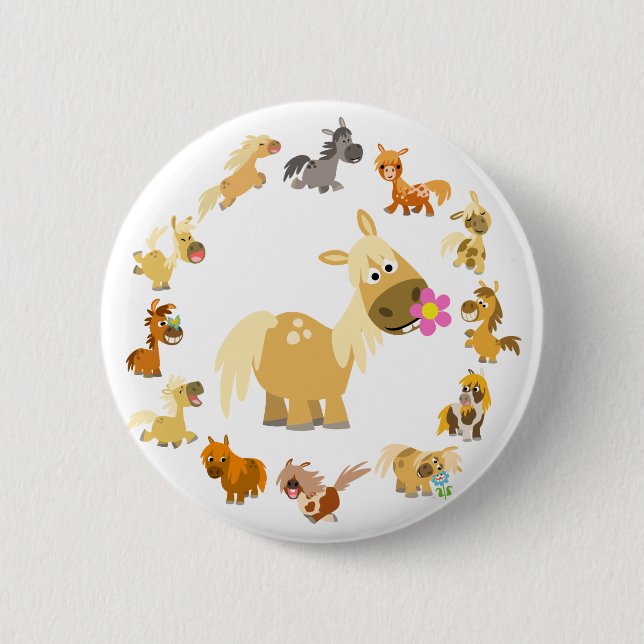 Badge Rond 5 Cm Mignonne Ponies de dessin Mandala Badton Button Ba (Devant)