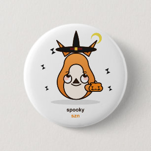 Badge Rond 5 Cm Mignonne Renarde Kawaii Sorcière Saison Effrayante