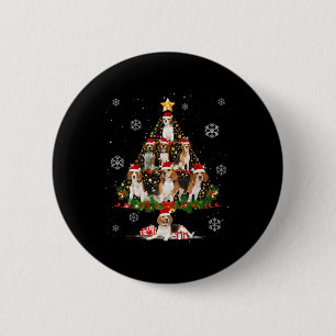 Badge Rond 5 Cm Mignons Amoureux de les chiens Beagles Noël Arbre