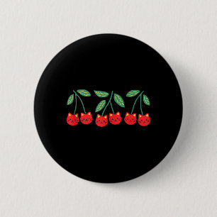 Badge Rond 5 Cm Mignons Chatons Cerise Kawaii Tête de Chat Fruit A