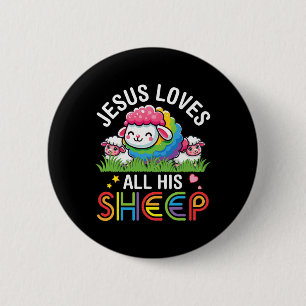 Badge Rond 5 Cm Mignons Lgbt Sheeps Danser Ensemble Jésus Aime Tou