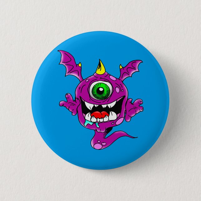 Badge Rond 5 Cm Mignons pourpres gens mangent Monster (Devant)