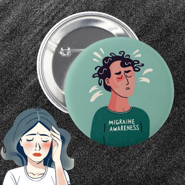 Badge Rond 5 Cm Migraine Sensibilisation migraine troubles neurolo (Créateur téléchargé)