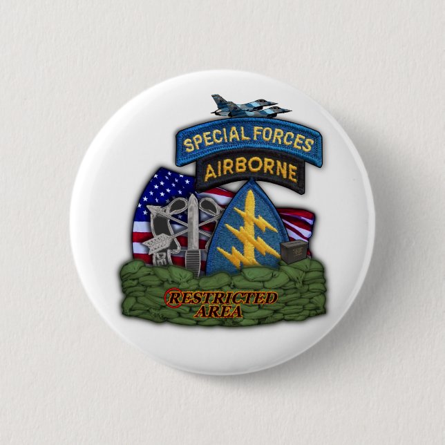 Badge Rond 5 Cm milice des forces spéciales de l'armée verte béret (Devant)