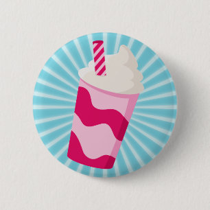 Badge Rond 5 Cm Milkshake aux fraises