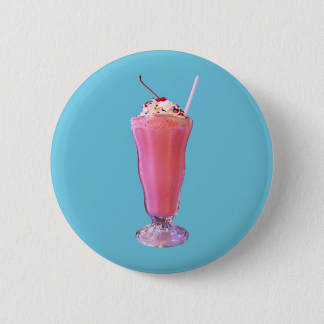 Badge Rond 5 Cm Milkshake de fraise (Devant)