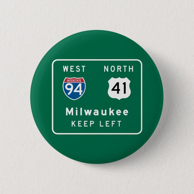 Badge Rond 5 Cm Milwaukee, panneau routier de WI (Devant)