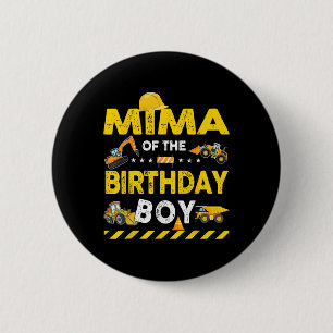 Badge Rond 5 Cm Mima De L'Anniversaire Boy Construction Ouvrier Na