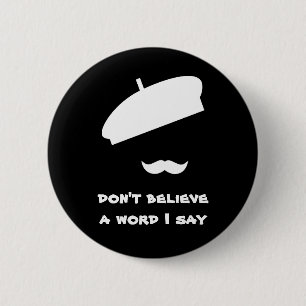 Badge Rond 5 Cm Mime Pantomime Silent Black