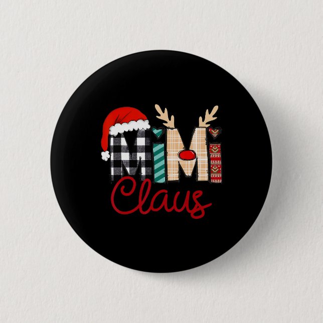 Badge Rond 5 Cm Mimi Claus Reindeer Noël (Devant)