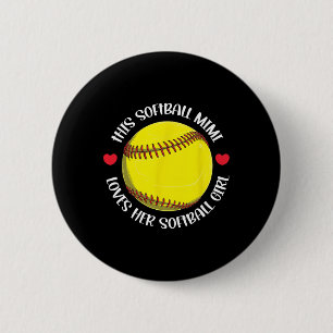 Badge Rond 5 Cm Mimi de softball Mimi fière d'un joueur de softbal