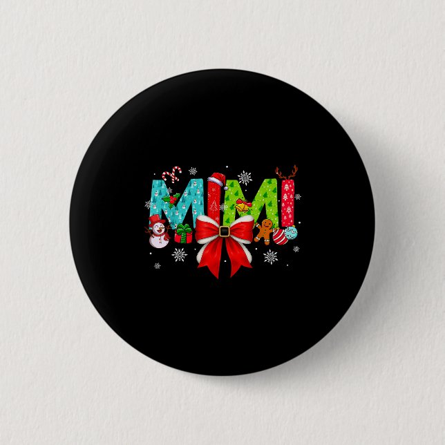 Badge Rond 5 Cm Mimi Noël Coquette Bow Mimi Noël (Devant)
