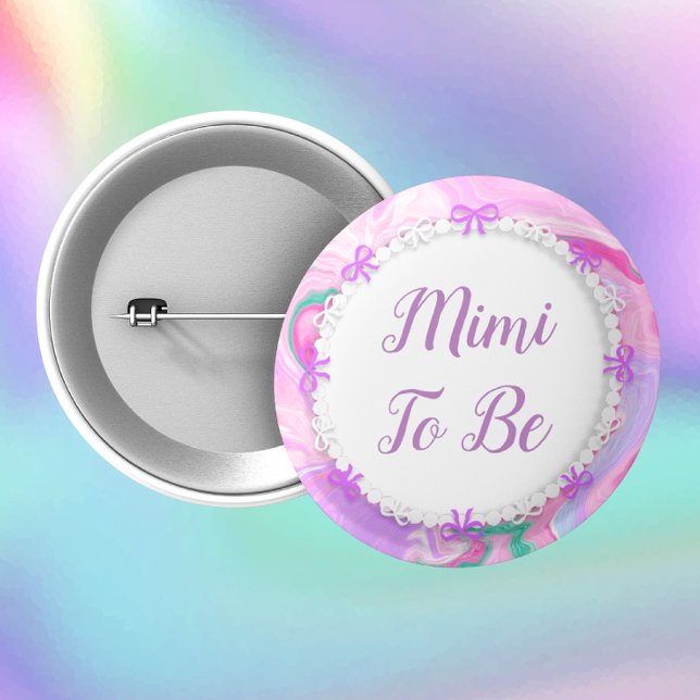 Badge Rond 5 Cm Mimi To Be Baby Shower Pink & Purple    (Créateur téléchargé)