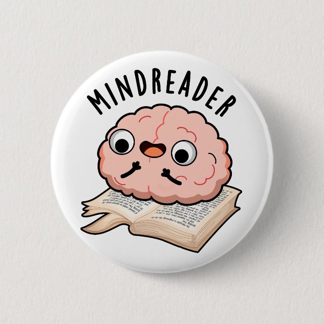 Badge Rond 5 Cm Mince Reader Funny Brain Pun (Devant)