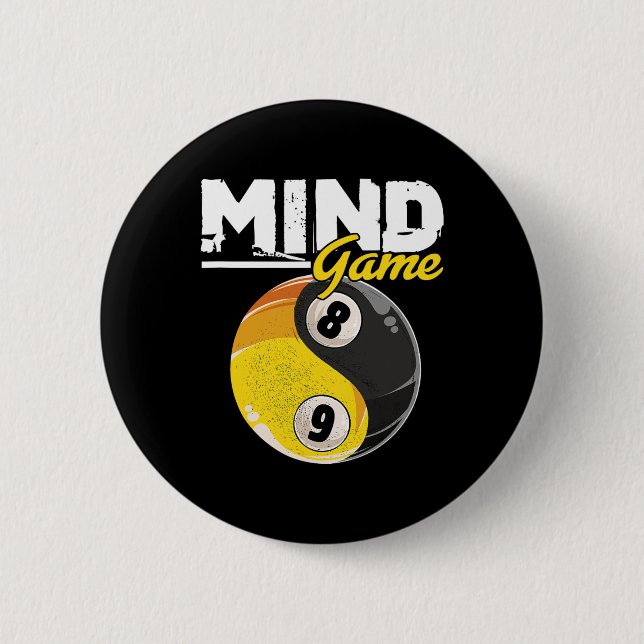 Badge Rond 5 Cm Mind Game Billard Snooker Cue Stick Pool Billiard (Devant)