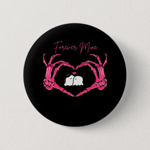 Badge Rond 5 Cm Mine, Valentines Classic - Squelette Mains Entendr