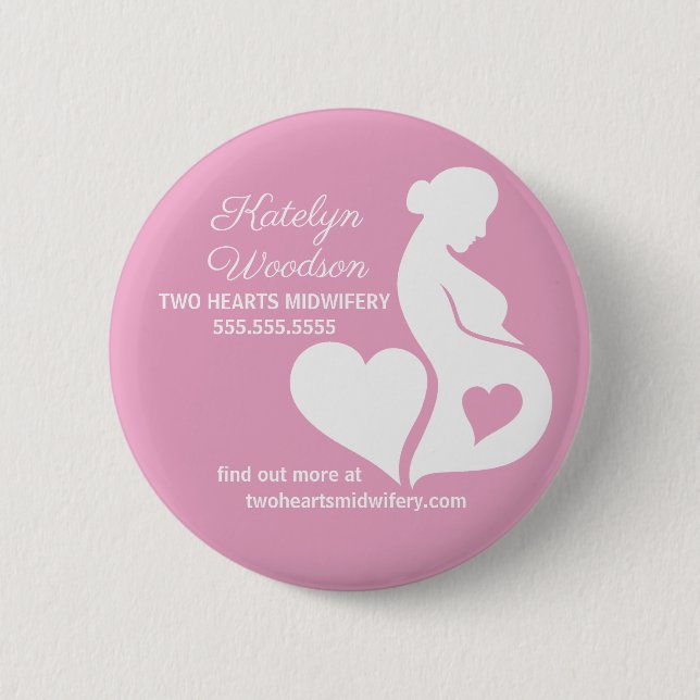 Badge Rond 5 Cm Mineure Doula belle grossesse Business Pink (Devant)
