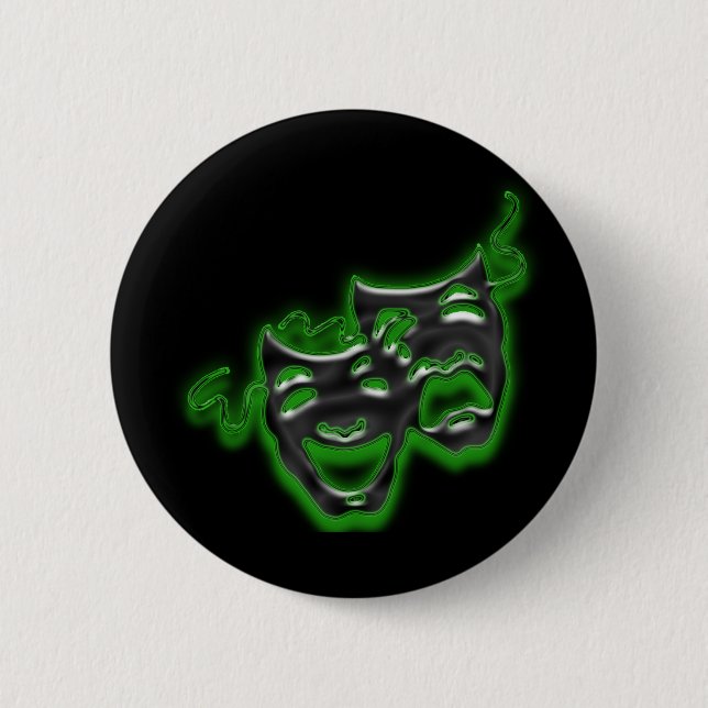 Badge Rond 5 Cm Mini bouton Masques vert néon (Devant)