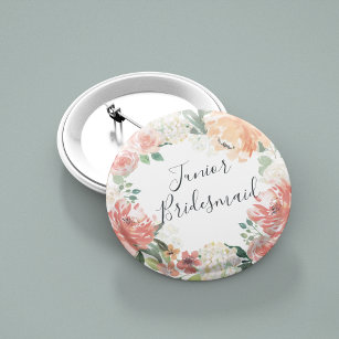 Badge Rond 5 Cm Mini-été Floral Junior Bridesmaid