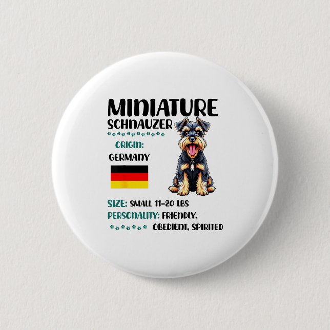 Badge Rond 5 Cm Miniature Schnauzer Origin Funny Mini Schnauzer Lo (Devant)