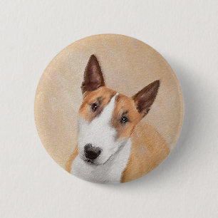 Badge Rond 5 Cm Miniature Taureau Terrier Peinture - Joli Original