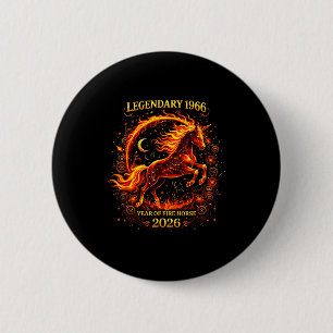 Badge Rond 5 Cm Minimal 1966 Année Cheval de Feu 60ème