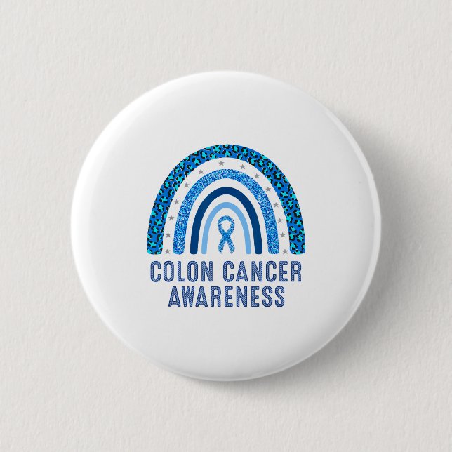 Badge Rond 5 Cm Minimal Colon Cancer Awareness Blue Ribbon (Devant)