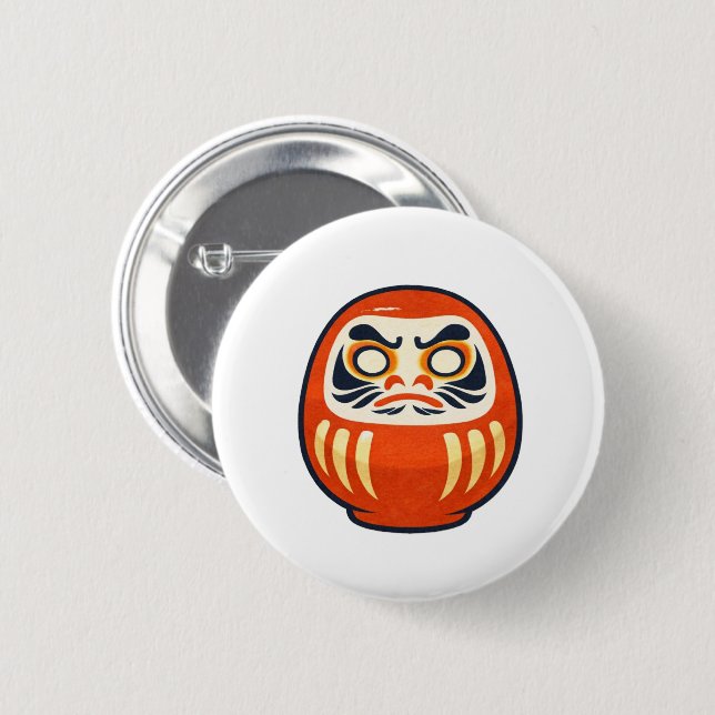 Badge Rond 5 Cm Minimal Daruma – Japanese Folk Art Pin Button (Devant & derrière)