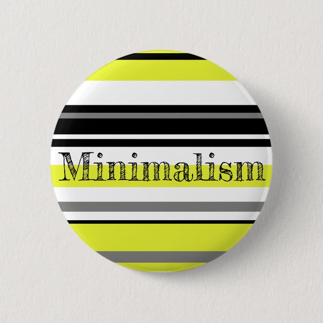 Badge Rond 5 Cm Minimalisme Jaune Bandes Noires (Devant)